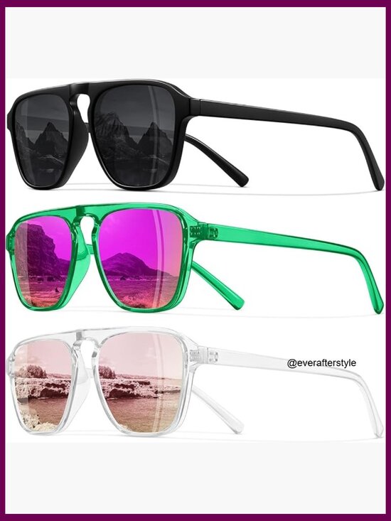 Polarized Retro Aviator Sunglasses with Plastic Frame for Driving Sports main image 6